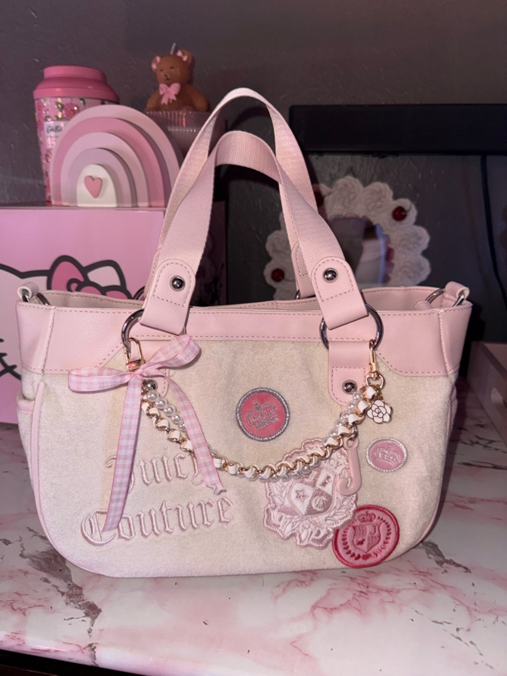 Juicy Couture Juicy Girls Rule Light Pink & Cream Satchel w/ Crossbody